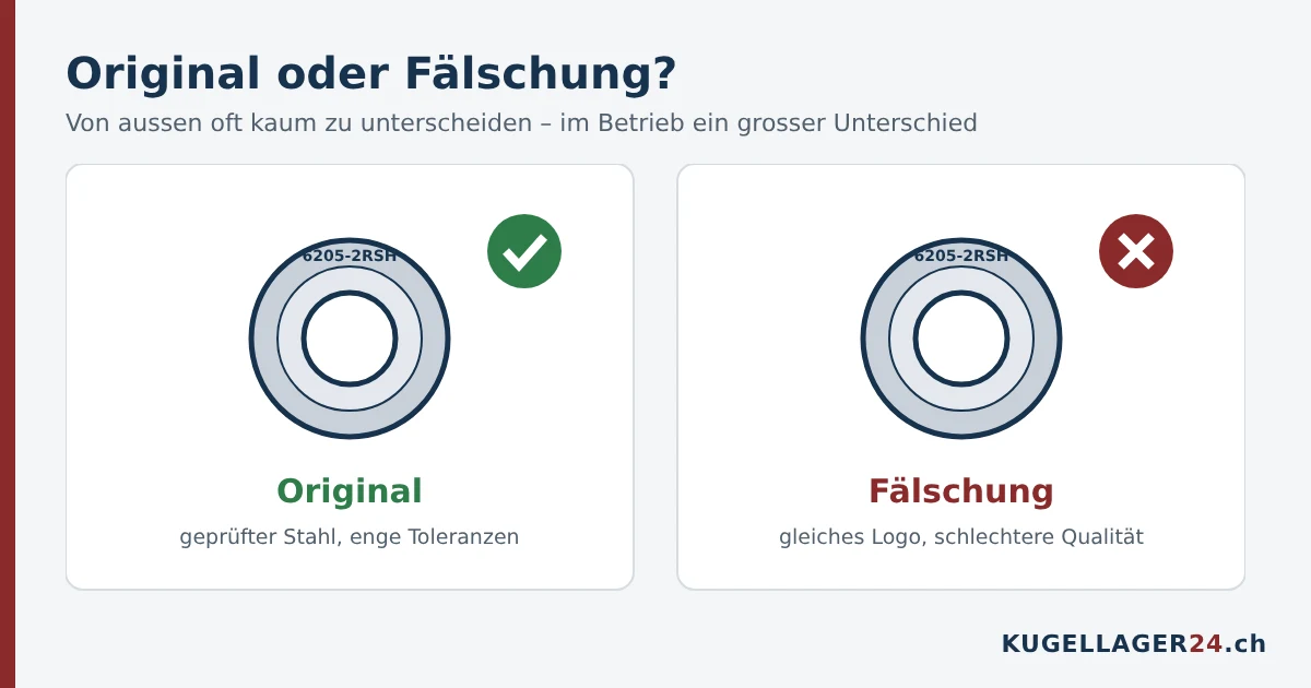 Original oder Fälschung: zwei äusserlich gleiche Kugellager 6205-2RSH